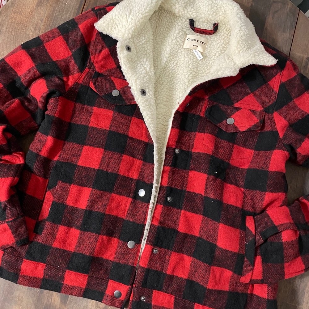 Sherpa lined flannel jacket